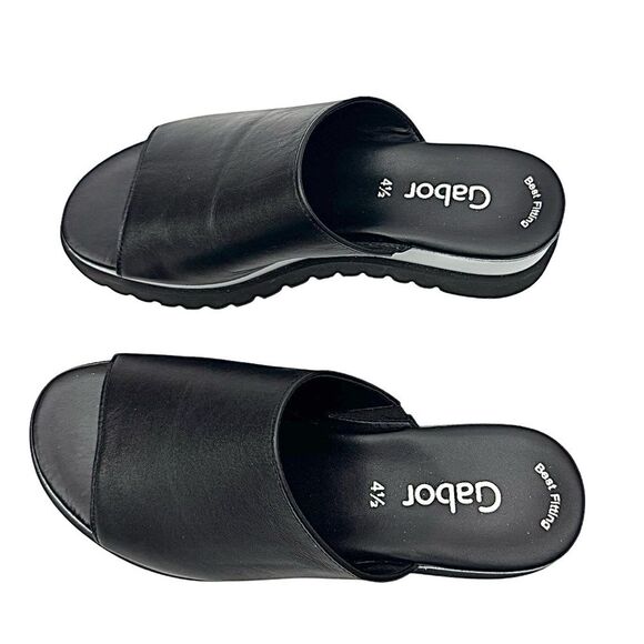 Gabor Sandals Female’s Billie Wedge Black Leather Size UK 4.5 US 6.5 Pre-Owned - Picture 7 of 8